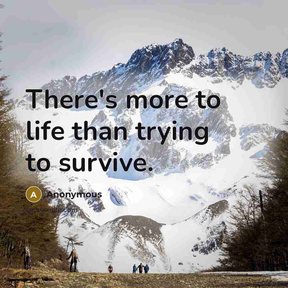 “There's more to life than trying to survive.…” quote by Anonymous