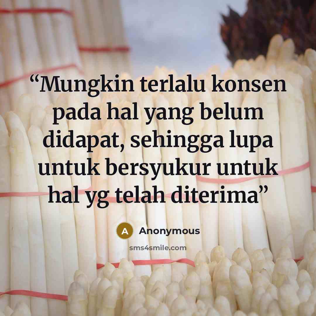 “Mungkin terlalu konsen pada hal yang belum didapat, sehingga lupa untuk bersyukur untuk hal yg telah diterima” quote by Anonymous