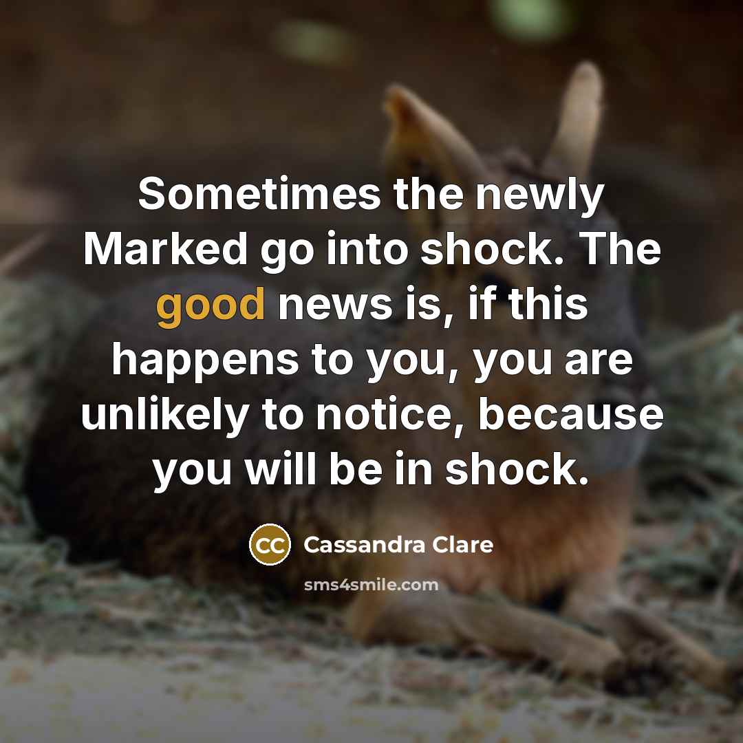 “Sometimes the newly Marked go into shock. The good news…” quote by Cassandra Clare