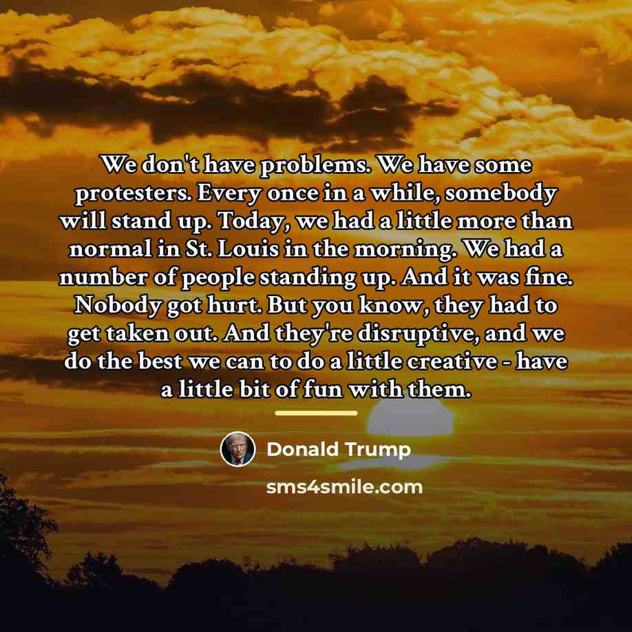 “We don't have problems. We have some protesters. Every once…” quote by Donald Trump