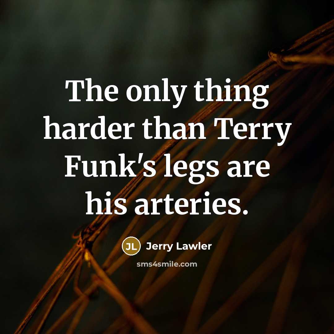 “The only thing harder than Terry Funk's legs are his…” quote by Jerry Lawler