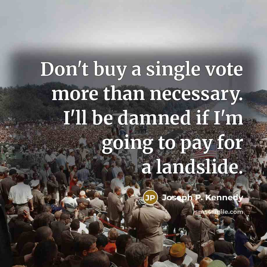 “Don't buy a single vote more than necessary. I'll be…” quote by Joseph P. Kennedy