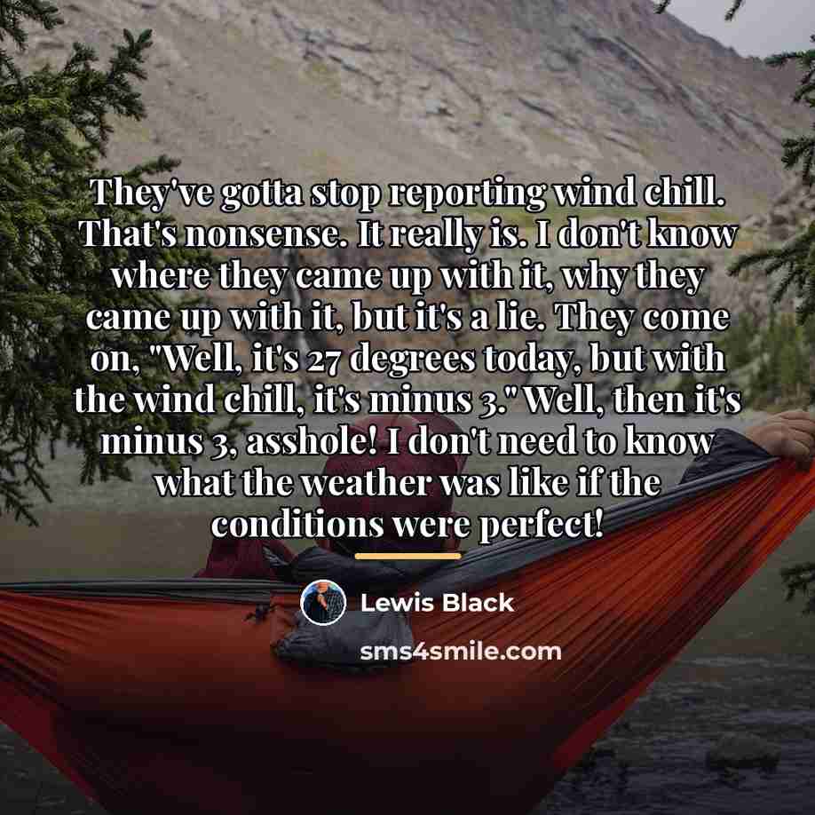 “They've gotta stop reporting wind chill. That's nonsense. It really…” quote by Lewis Black