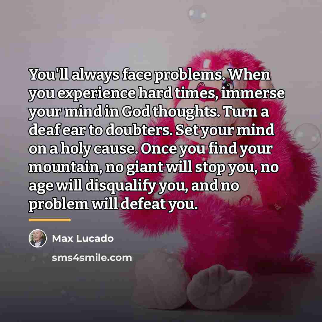 “You'll always face problems. When you experience hard times, immerse…” quote by Max Lucado