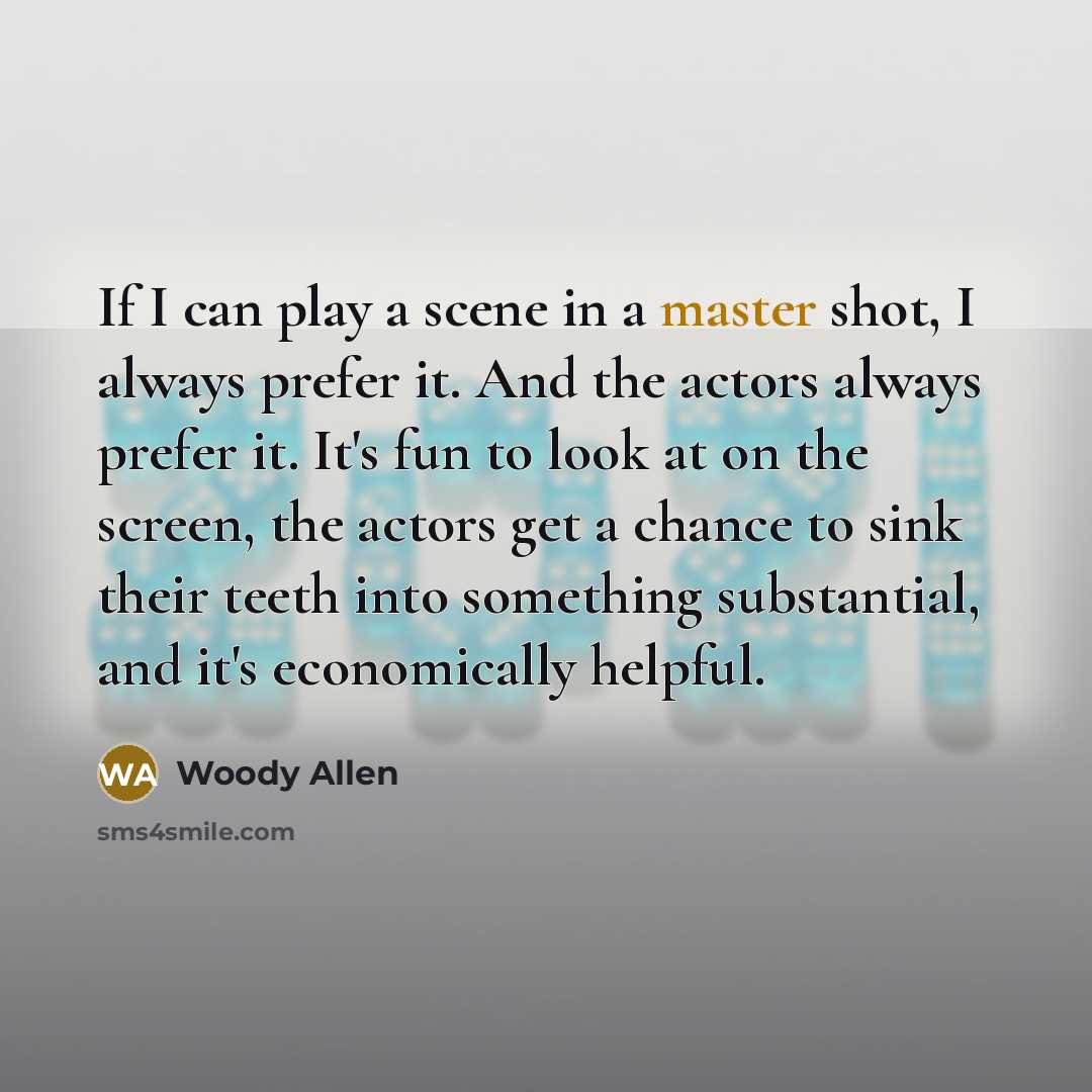 “If I can play a scene in a master shot,…” quote by Woody Allen