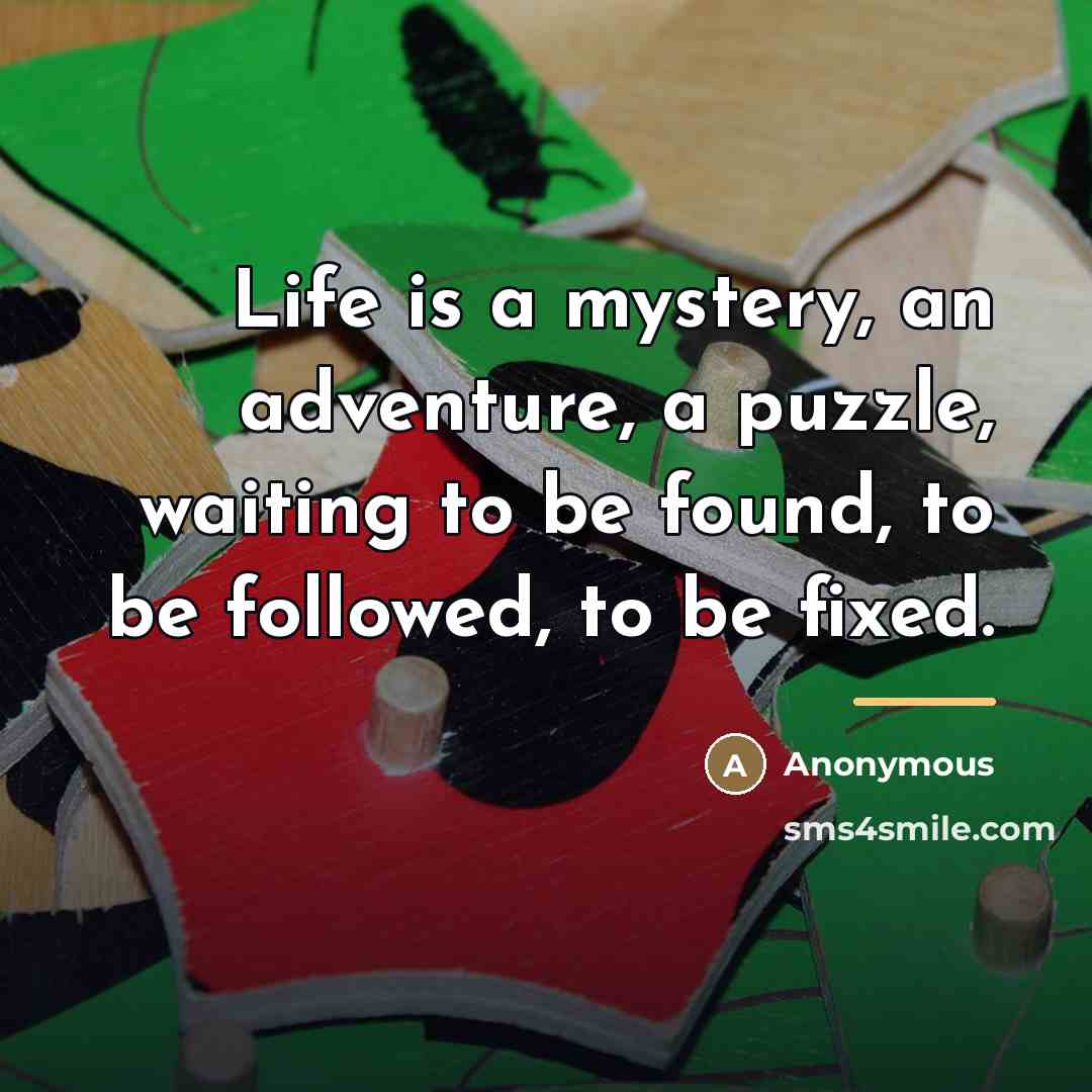“Life is a mystery, an adventure, a puzzle, waiting to…” quote by Anonymous