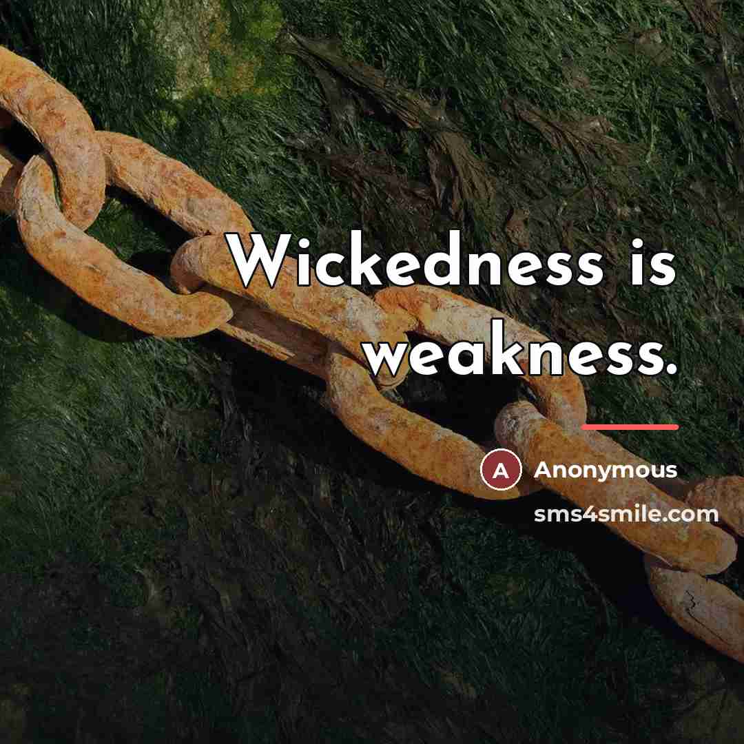 “Wickedness is weakness.…” quote by Anonymous