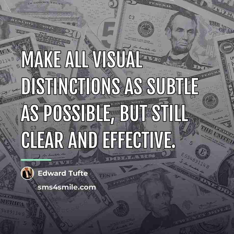 “Make all visual distinctions as subtle as possible, but still…” quote by Edward Tufte