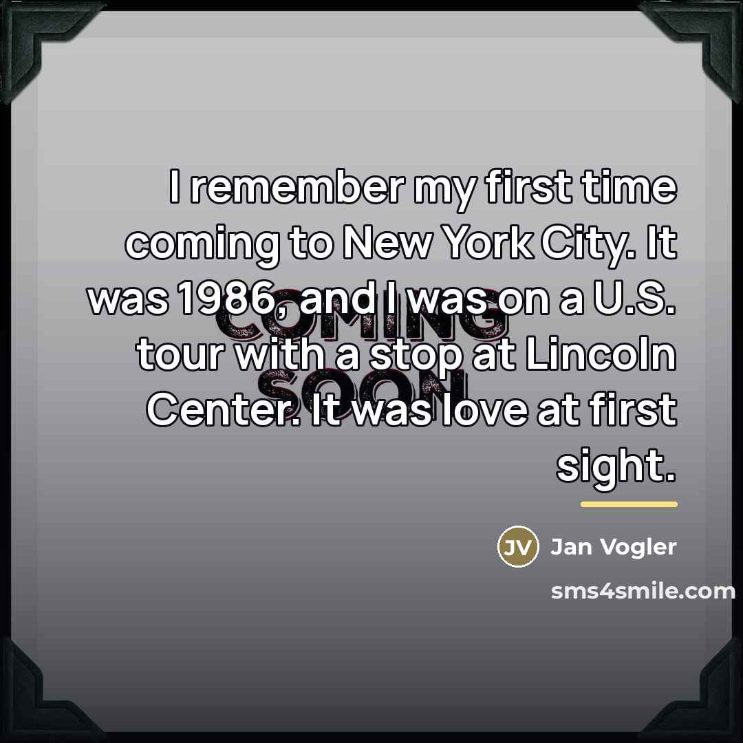 “I remember my first time coming to New York City.…” quote by Jan Vogler