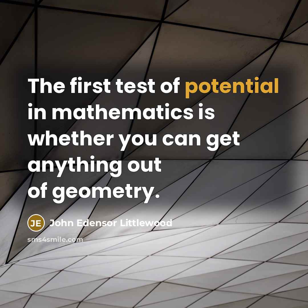 “The first test of potential in mathematics is whether you…” quote by John Edensor Littlewood