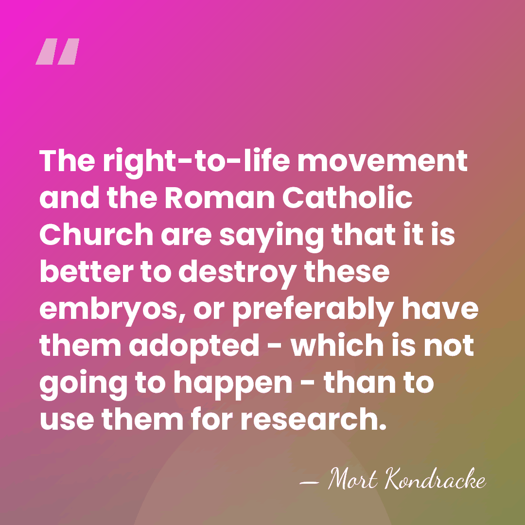 The right-to-life movement and the Roman Catholic Church are saying that it&hellip; - Mort Kondracke