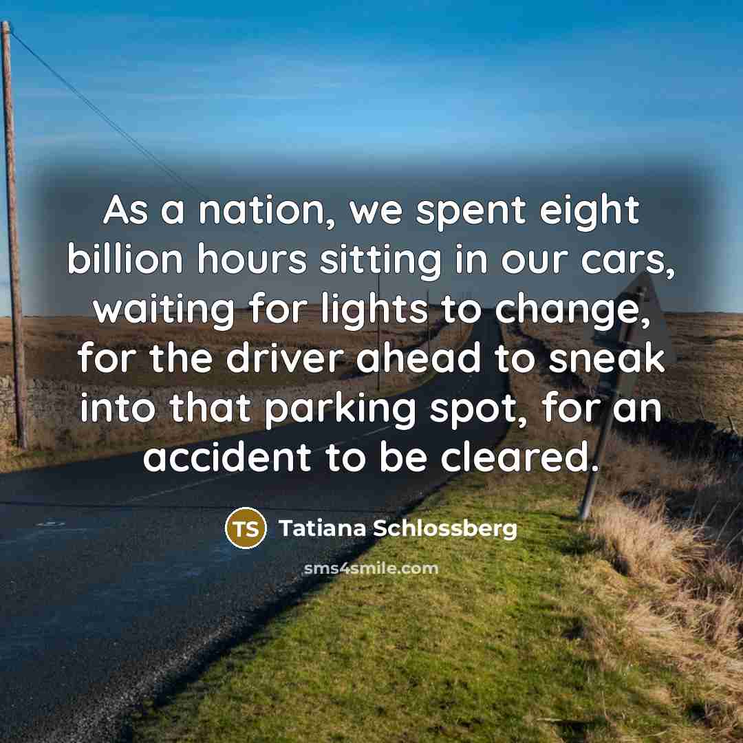 “As a nation, we spent eight billion hours sitting in…” quote by Tatiana Schlossberg