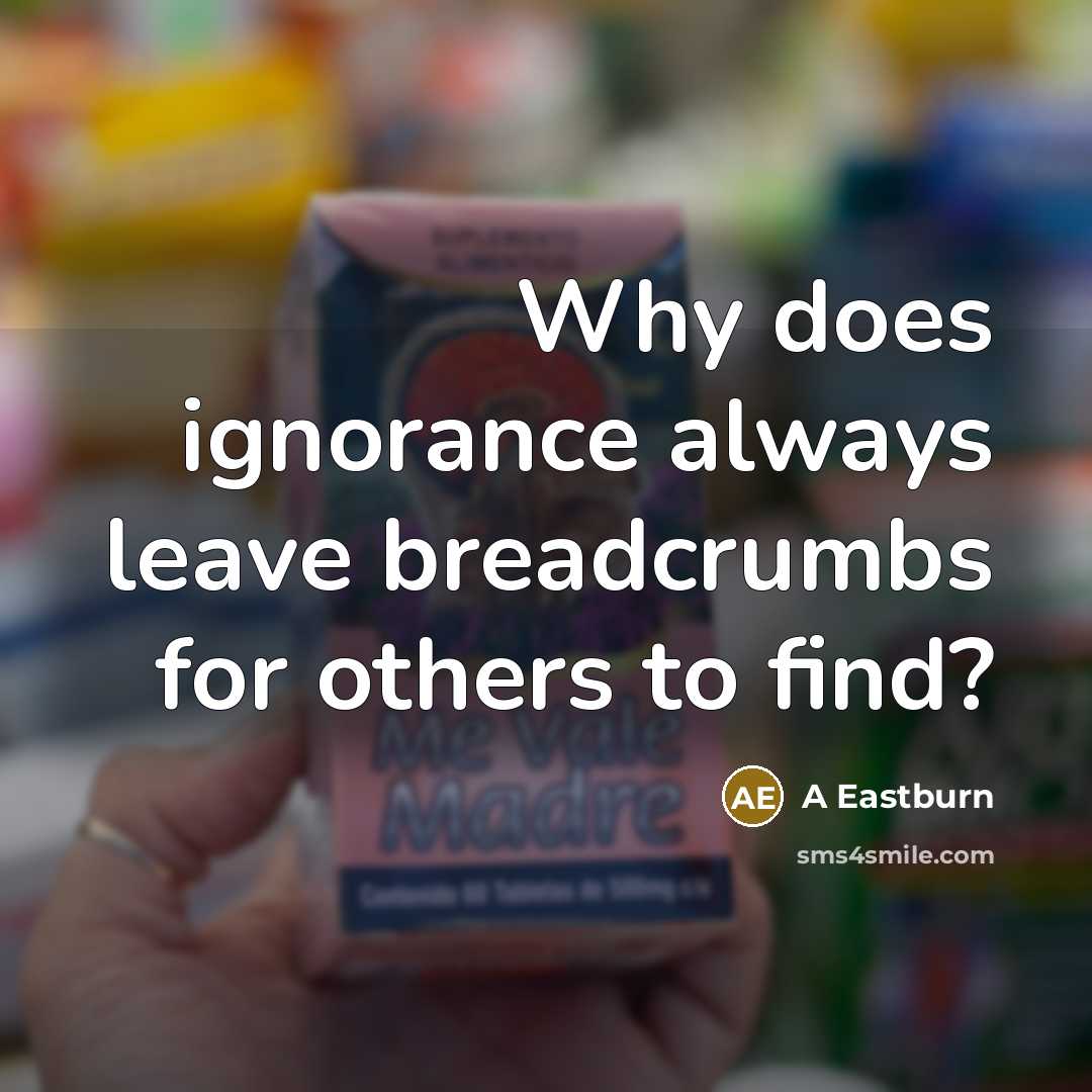 “Why does ignorance always leave breadcrumbs for others to find?” quote by A Eastburn