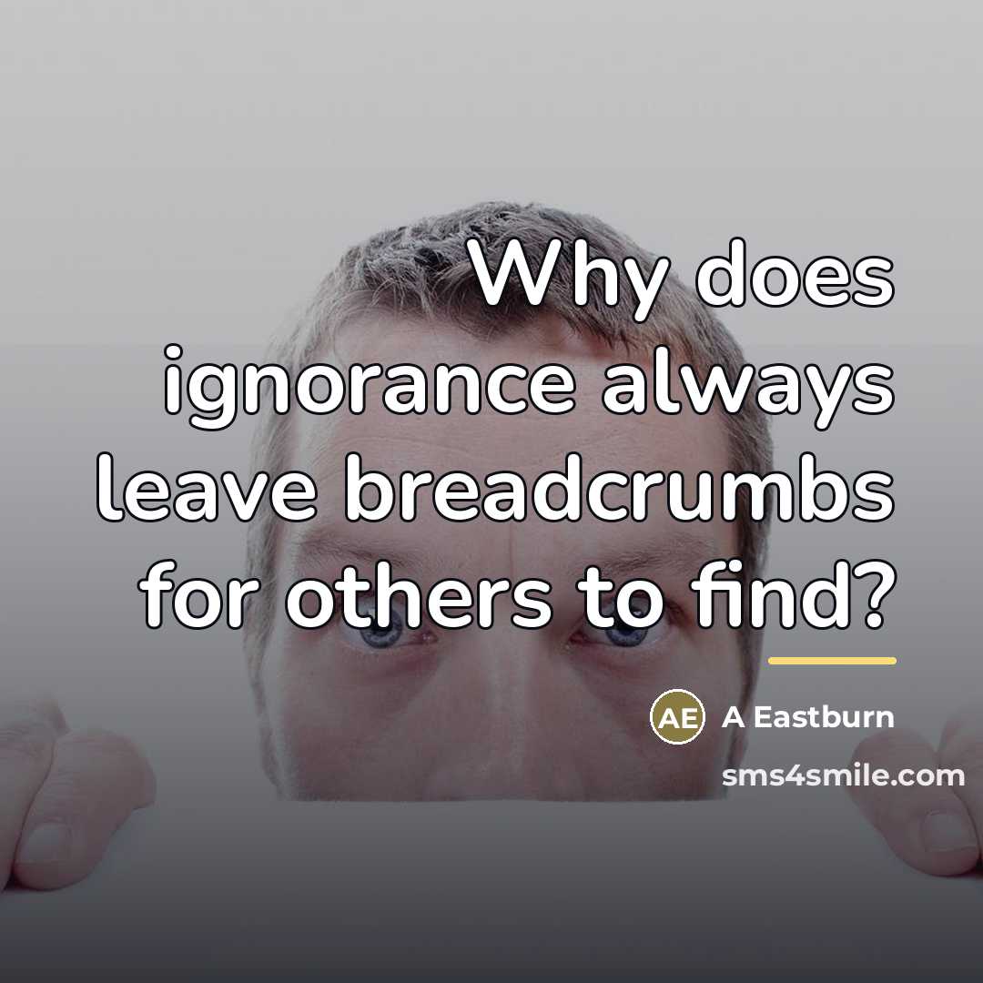 “Why does ignorance always leave breadcrumbs for others to find?…” quote by A Eastburn