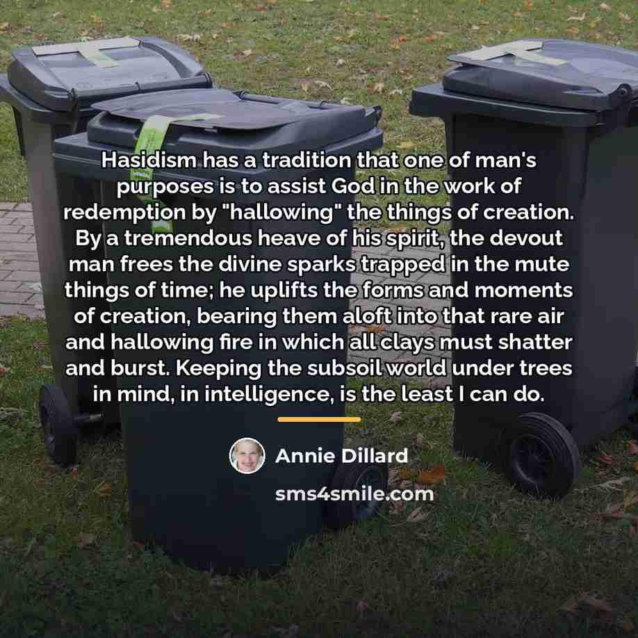 “Hasidism has a tradition that one of man's purposes is…” quote by Annie Dillard