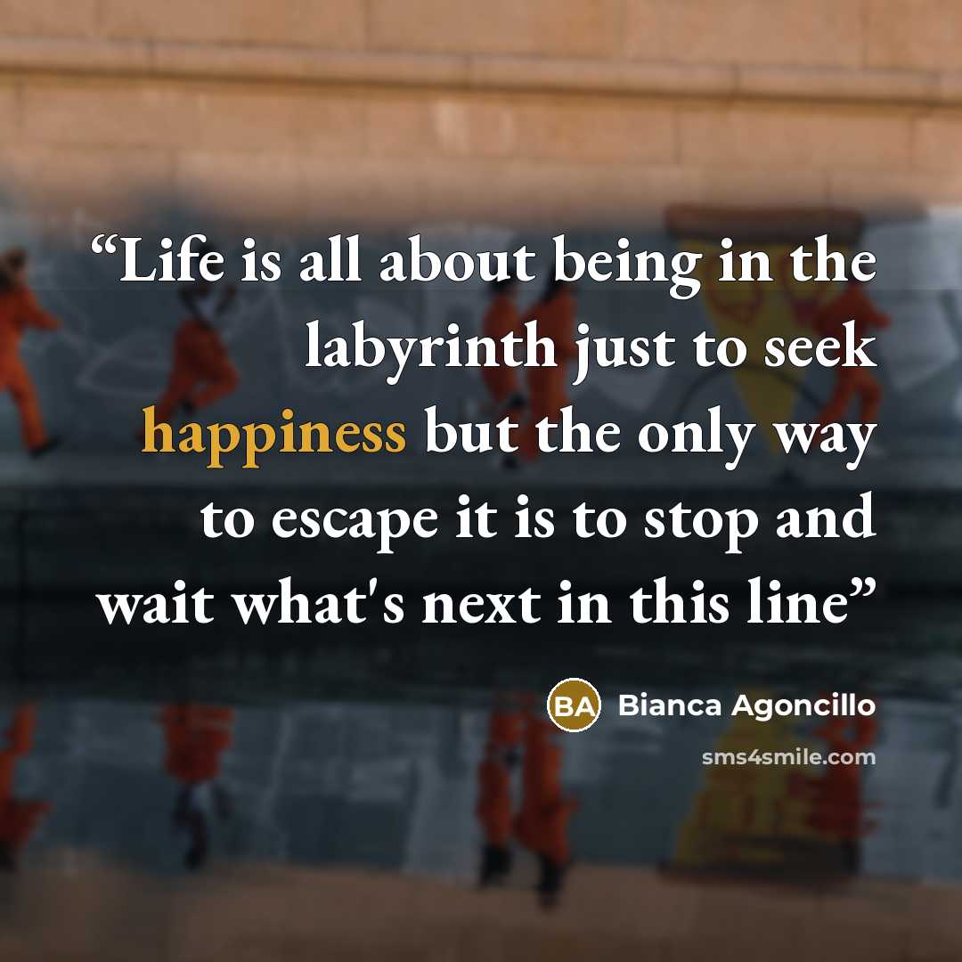 “Life is all about being in the labyrinth just to seek happiness but the only way to escape it is to stop and wait what's next in this line” quote by Bianca Agoncillo