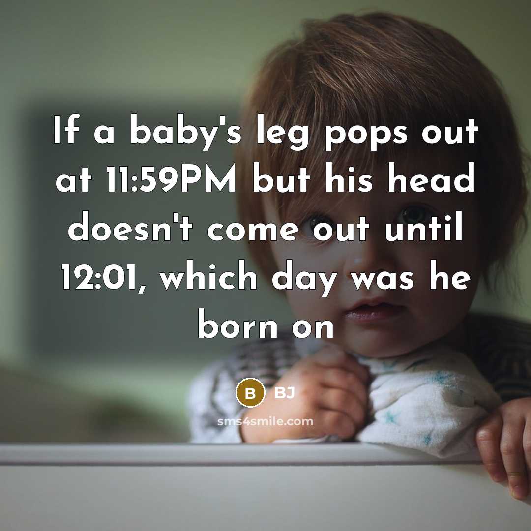 “If a baby's leg pops out at 11:59PM but his…” quote by BJ
