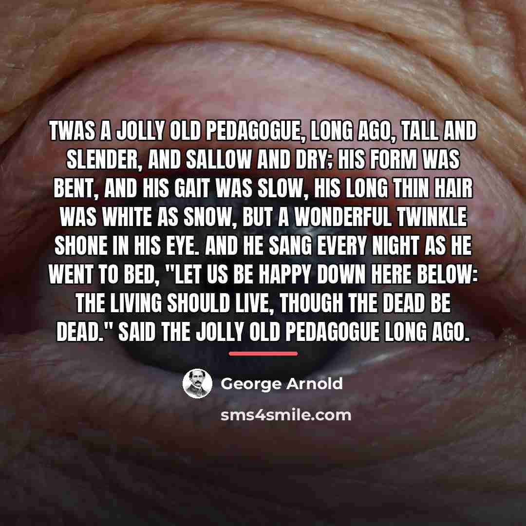 “Twas a jolly old pedagogue, long ago, Tall and slender,…” quote by George Arnold