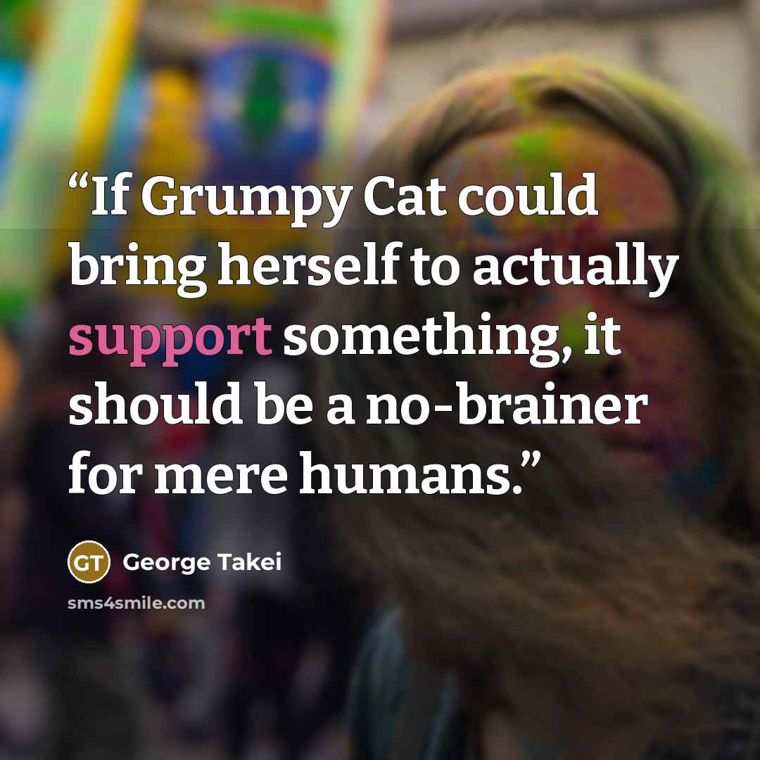 “If Grumpy Cat could bring herself to actually support something, it should be a no-brainer for mere humans.” quote by George Takei