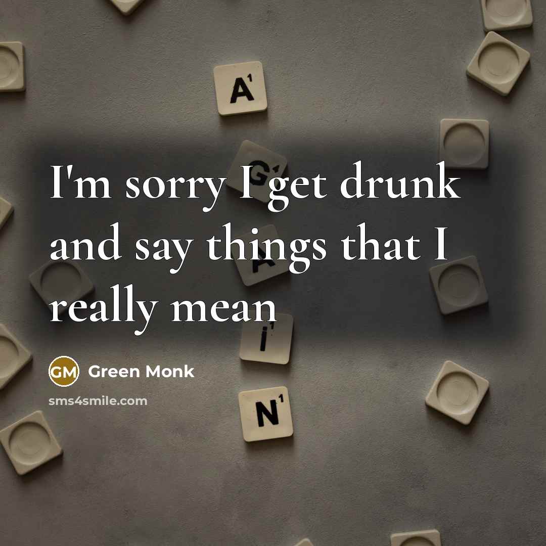 “I'm sorry I get drunk and say things that I…” quote by Green Monk