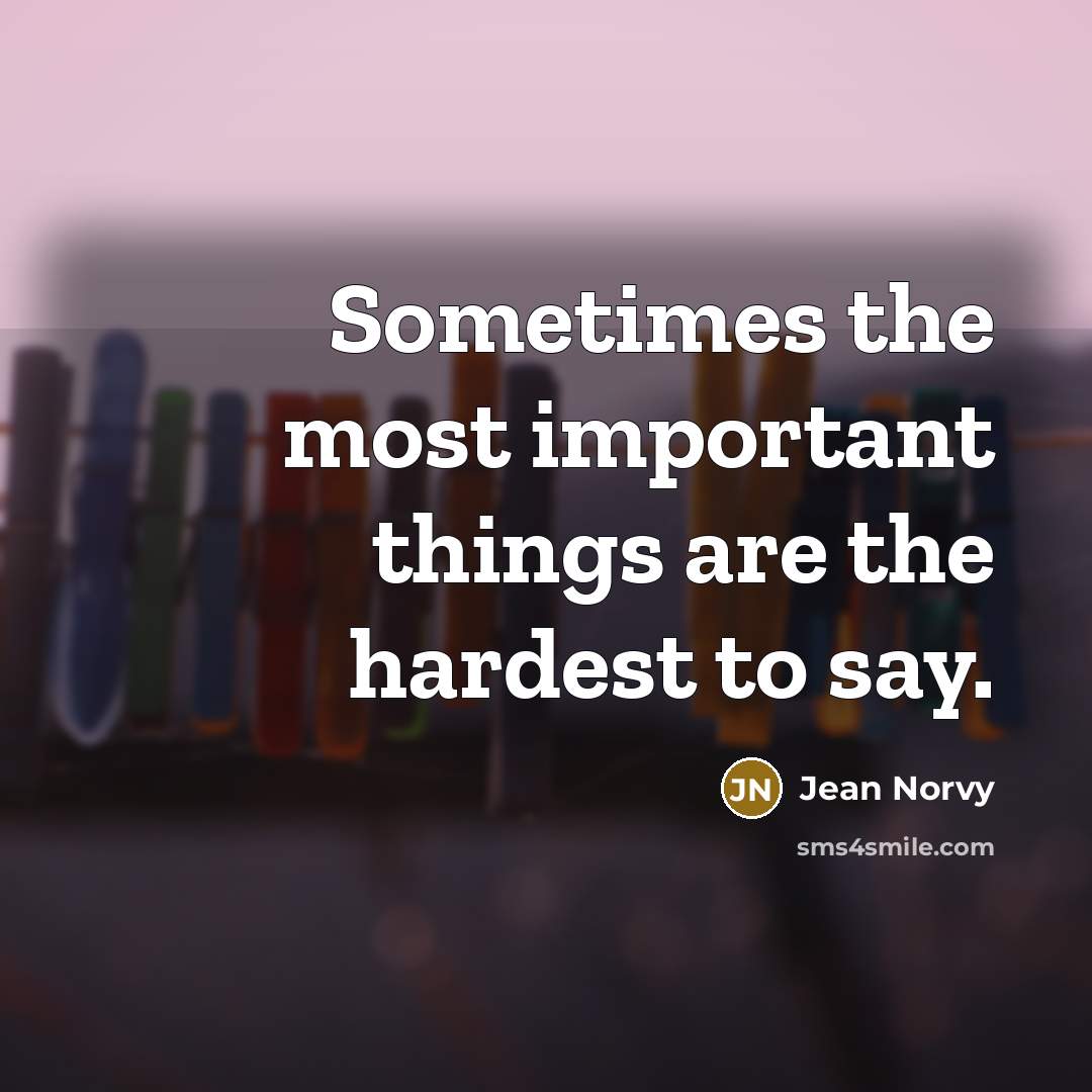 “Sometimes the most important things are the hardest to say.” quote by Jean Norvy