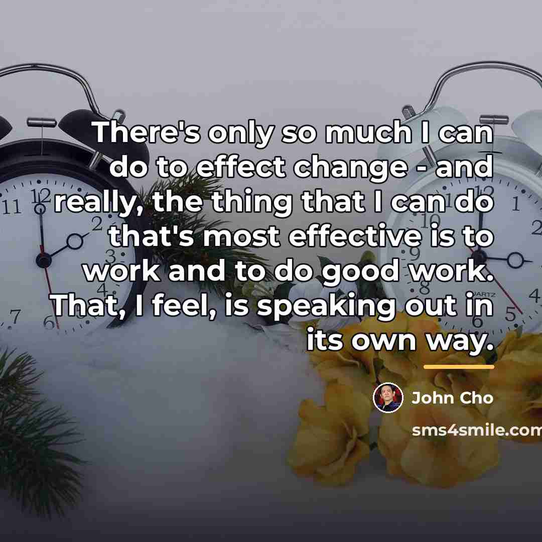 “There's only so much I can do to effect change…” quote by John Cho