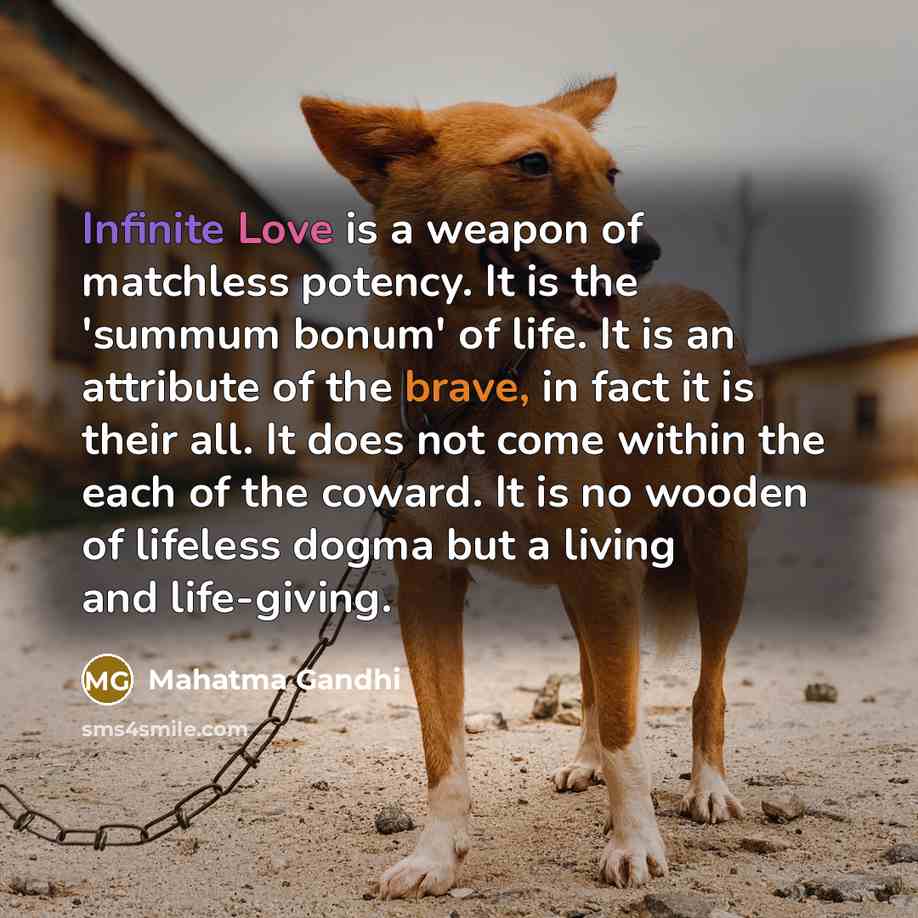 “Infinite Love is a weapon of matchless potency. It is…” quote by Mahatma Gandhi