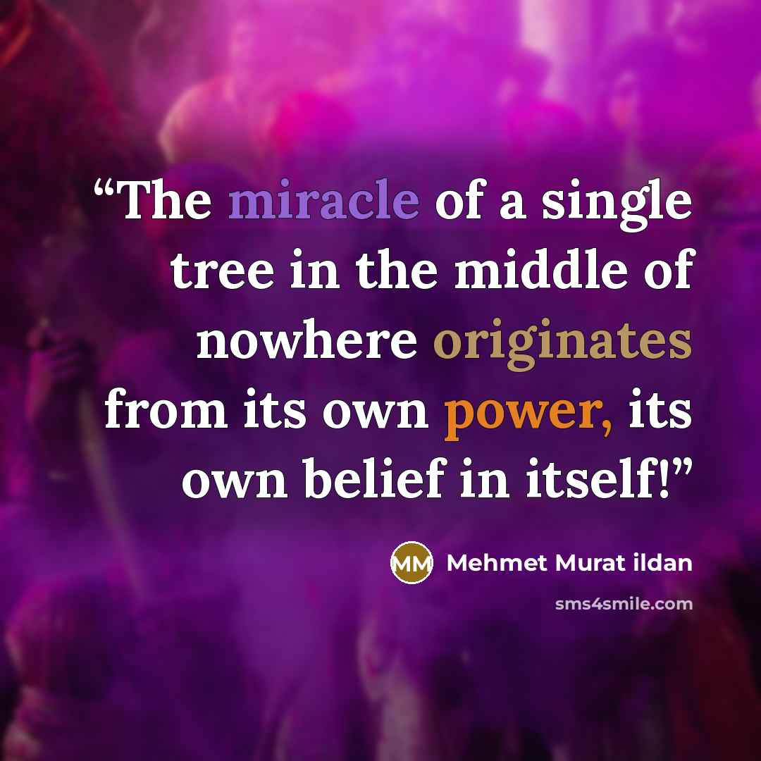 “The miracle of a single tree in the middle of nowhere originates from its own power, its own belief in itself!” quote by Mehmet Murat ildan