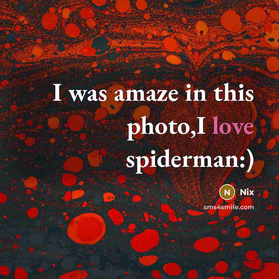 “I was amaze in this photo,I love spiderman:)” quote by Nix
