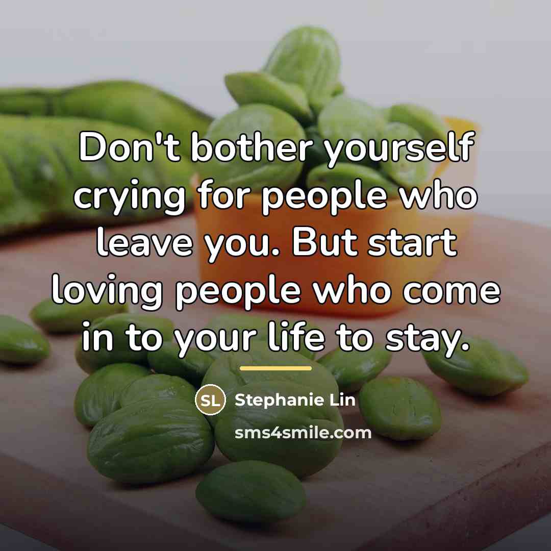 “Don't bother yourself crying for people who leave you. But…” quote by Stephanie Lin