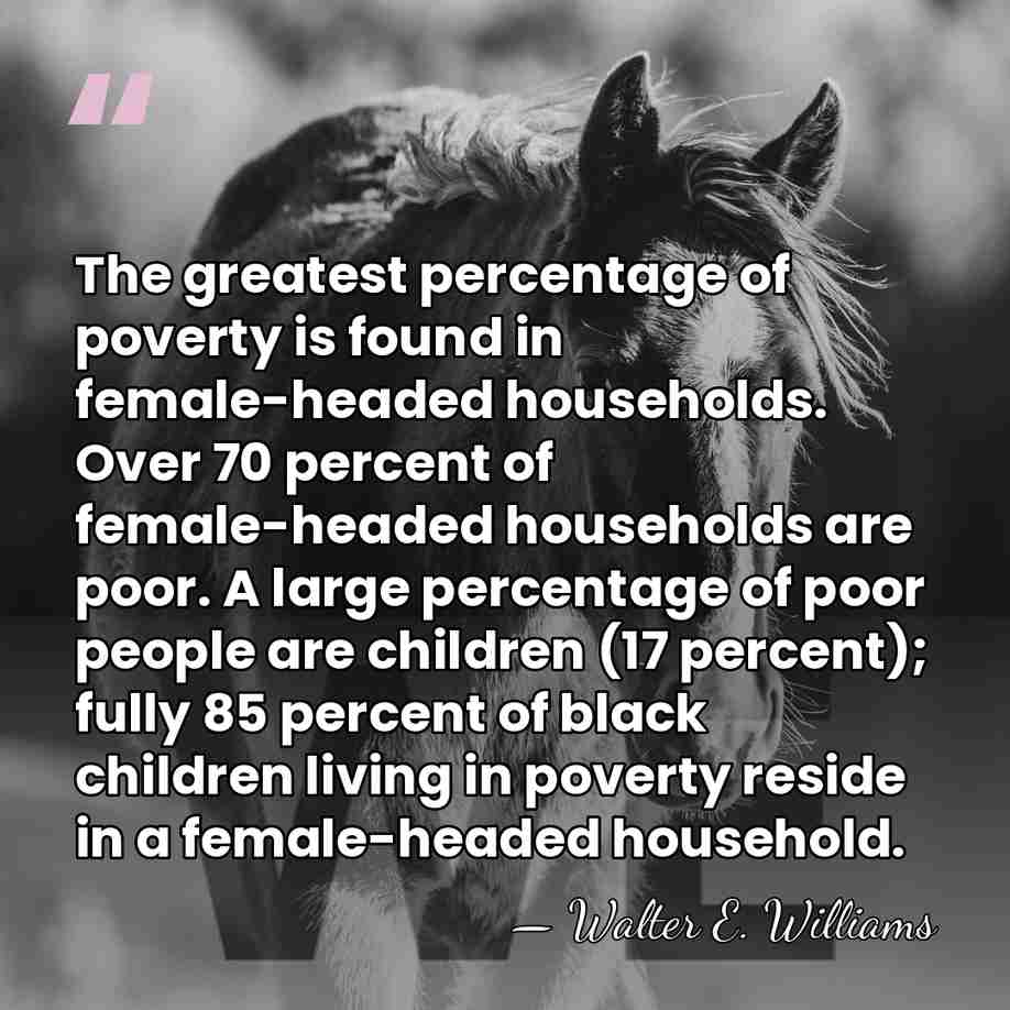 The greatest percentage of poverty is found in female-headed households. Over 70&hellip; - Walter E. Williams