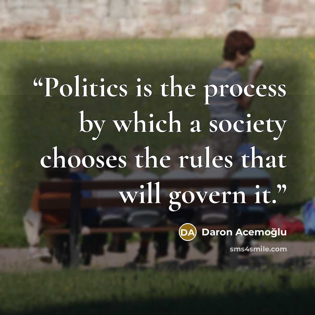 “Politics is the process by which a society chooses the rules that will govern it.” quote by Daron Acemoğlu