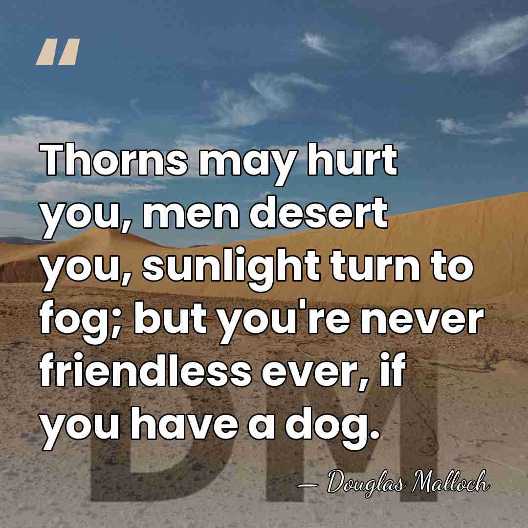 Thorns may hurt you, men desert you, sunlight turn to fog; but&hellip; - Douglas Malloch