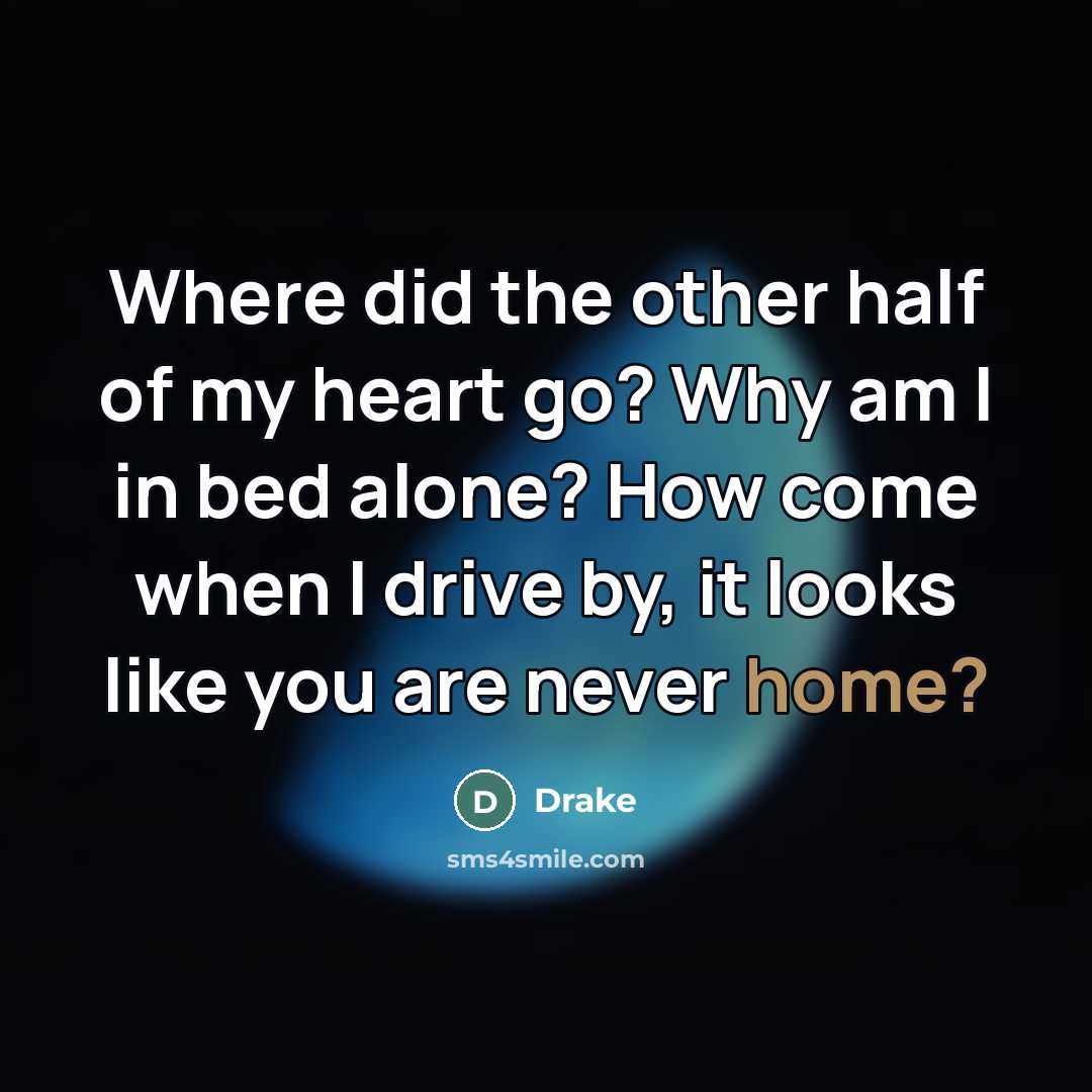 “Where did the other half of my heart go? Why…” quote by Drake