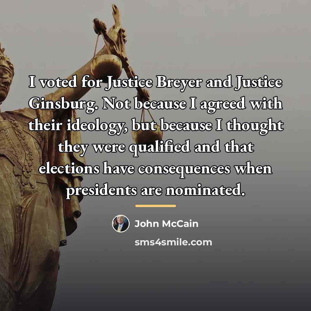 “I voted for Justice Breyer and Justice Ginsburg. Not because…” quote by John McCain