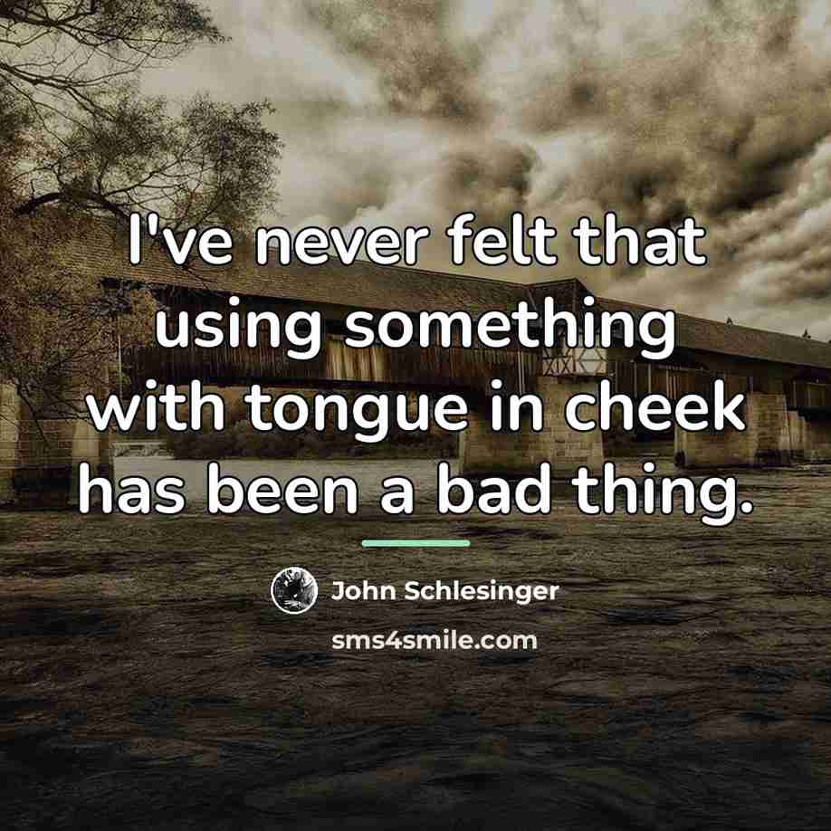 “I've never felt that using something with tongue in cheek…” quote by John Schlesinger