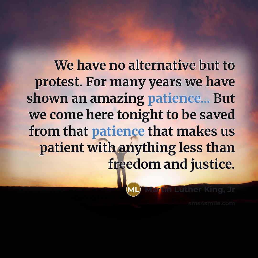 “We have no alternative but to protest. For many years…” quote by Martin Luther King, Jr