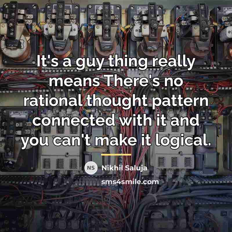 “It's a guy thing really means There's no rational thought…” quote by Nikhil Saluja