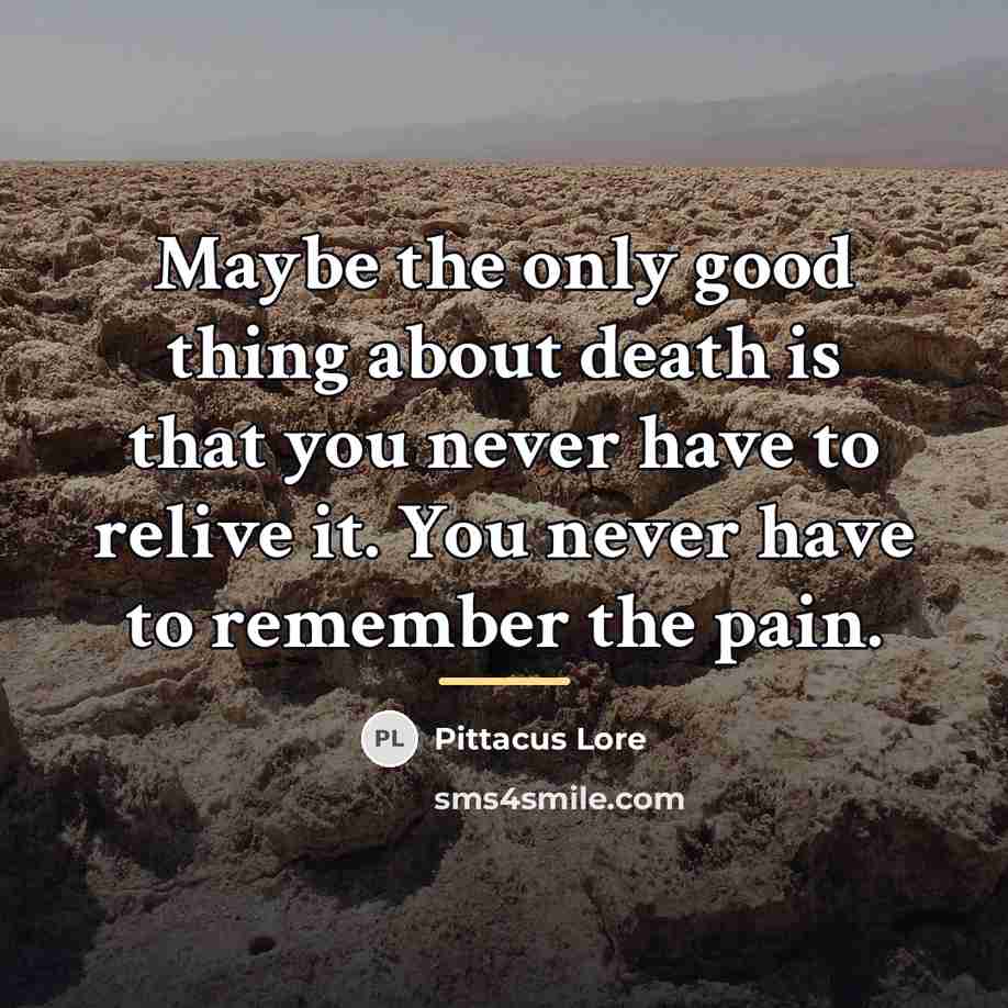 “Maybe the only good thing about death is that you…” quote by Pittacus Lore