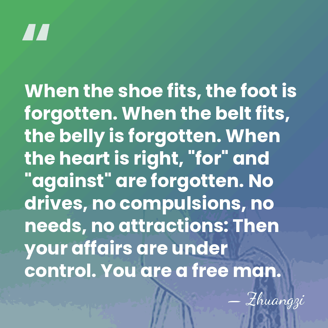 When the shoe fits, the foot is forgotten. When the belt fits,&hellip; - Zhuangzi