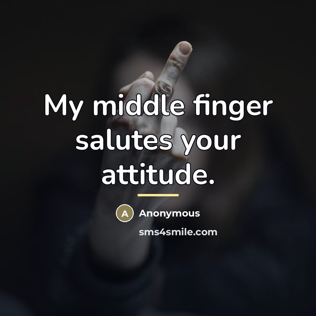 “My middle finger salutes your attitude.…” quote by Anonymous
