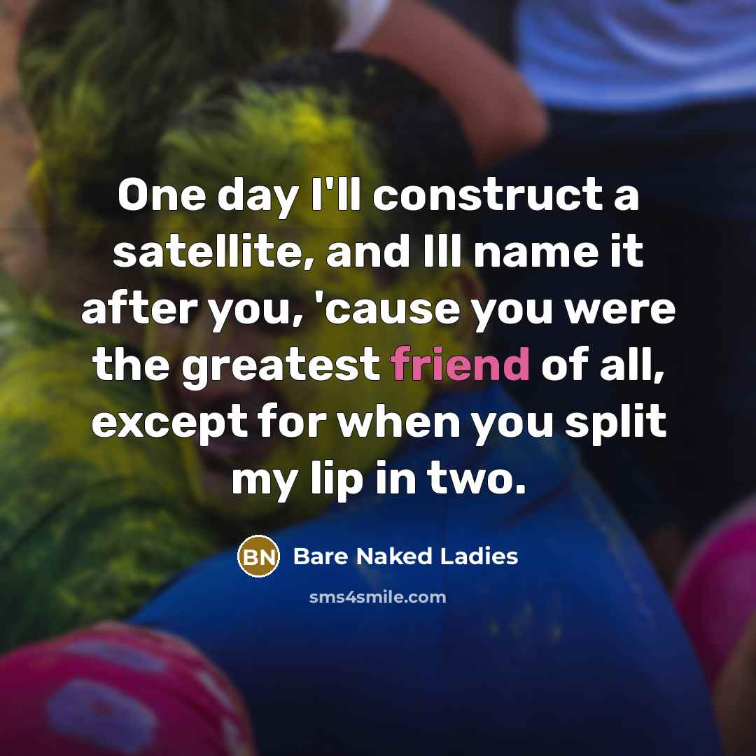 “One day I'll construct a satellite, and Ill name it…” quote by Bare Naked Ladies