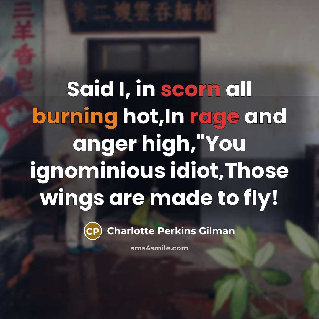 “Said I, in scorn all burning hot,In rage and anger…” quote by Charlotte Perkins Gilman