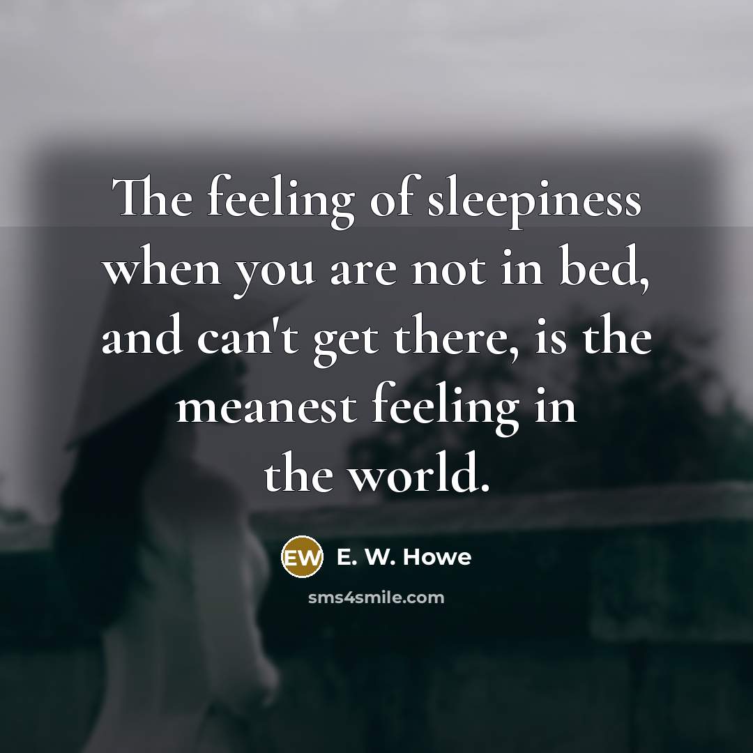 “The feeling of sleepiness when you are not in bed,…” quote by E. W. Howe