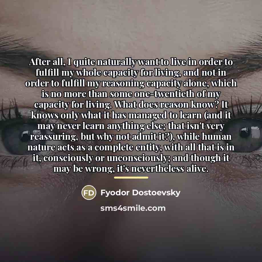 “After all, I quite naturally want to live in order…” quote by Fyodor Dostoevsky