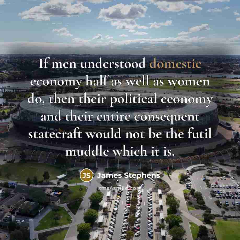 “If men understood domestic economy half as well as women…” quote by James Stephens