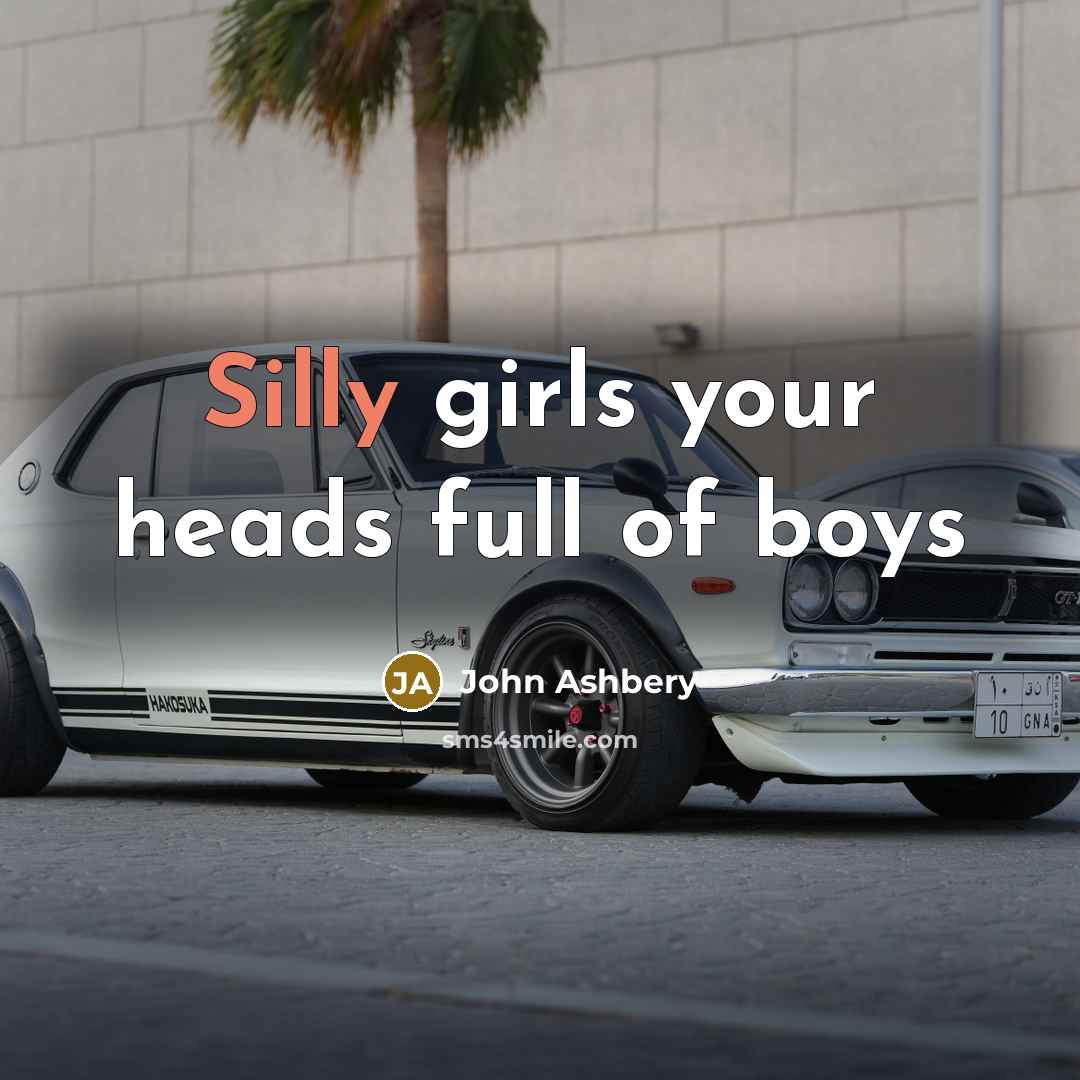 “Silly girls your heads full of boys…” quote by John Ashbery