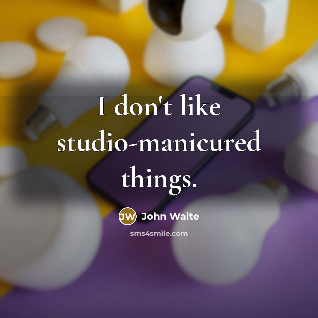 “I don't like studio-manicured things.…” quote by John Waite