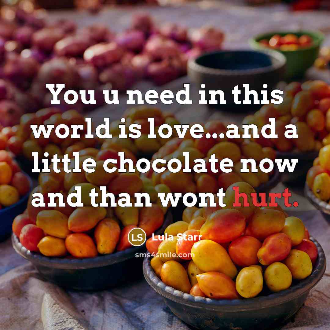 “You u need in this world is love...and a little chocolate now and than wont hurt.” quote by Lula Starr