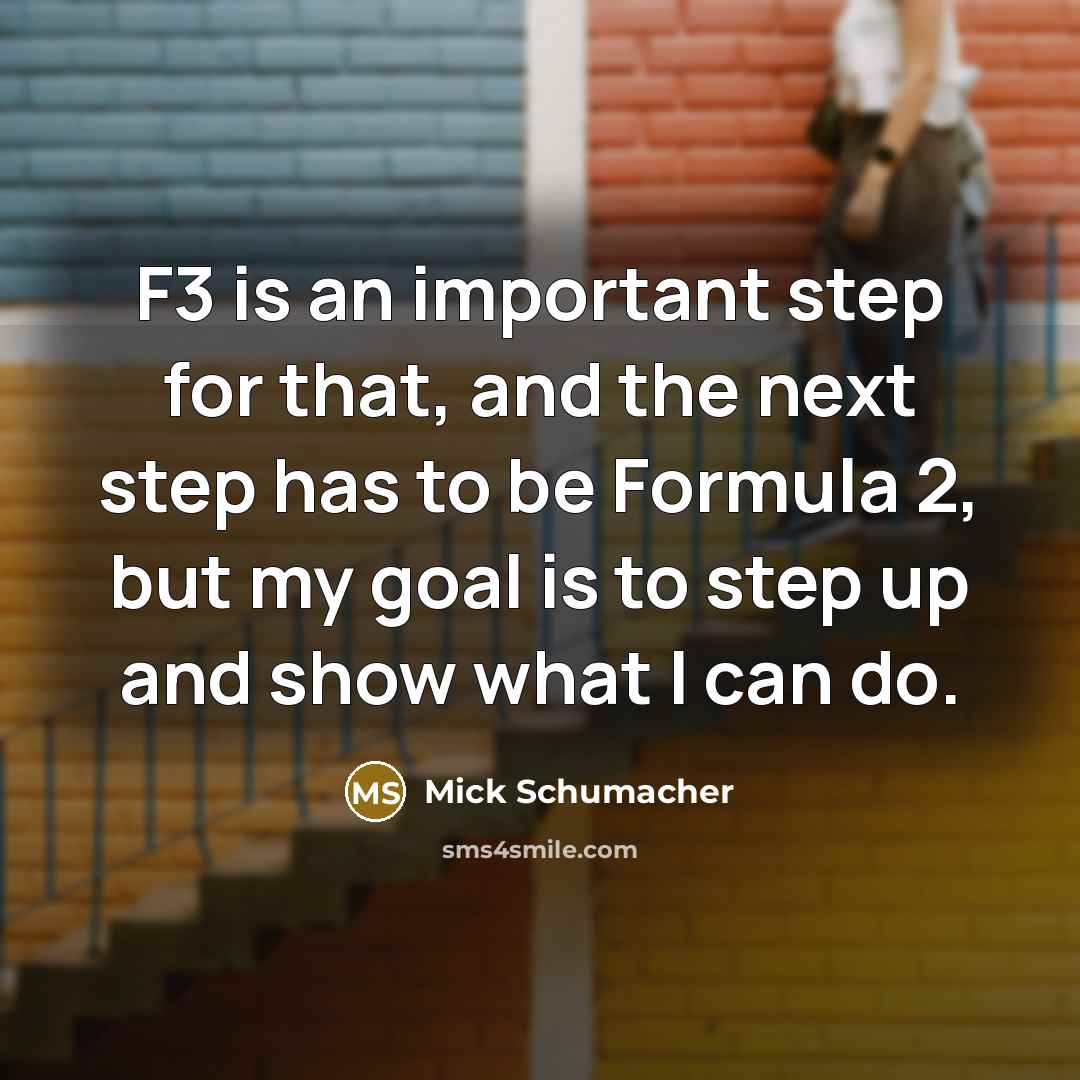 “F3 is an important step for that, and the next…” quote by Mick Schumacher